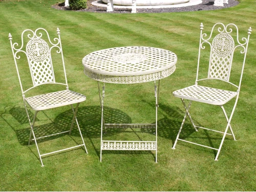 T42 White Metal Table and Chairs ( Bistro 2 seater Set)