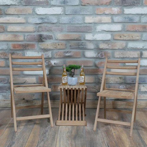 Rustic Wooden Bistro Set – Compact Table & Chairs for Relaxed Living 