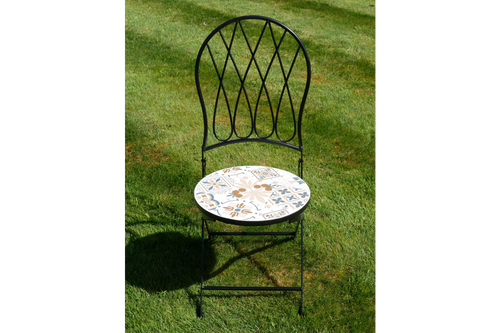 Classic Black Mosaic Bistro Set with Decorative Tile Inlay