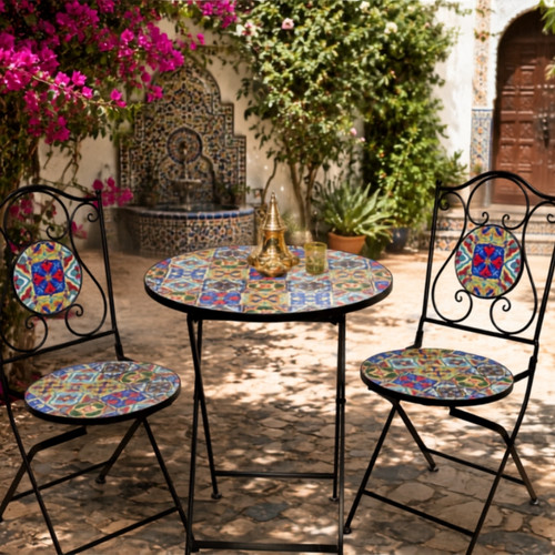 Casablanca Mosaic Bistro Set – Outdoor Table & 2 Chairs