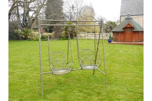 Ornate Metal Garden Swing – Decorative Two‑Seat Outdoor Swing 
