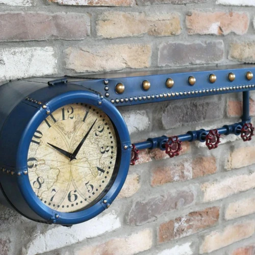 Vintage Pipework Clock with Storage Shelf 