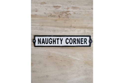 Vintage‑Style Naughty Corner Metal Plaque