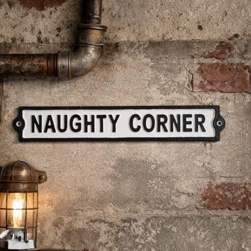 Vintage‑Style Naughty Corner Metal Plaque 