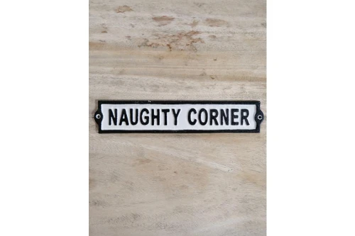 Vintage‑Style Naughty Corner Metal Plaque 