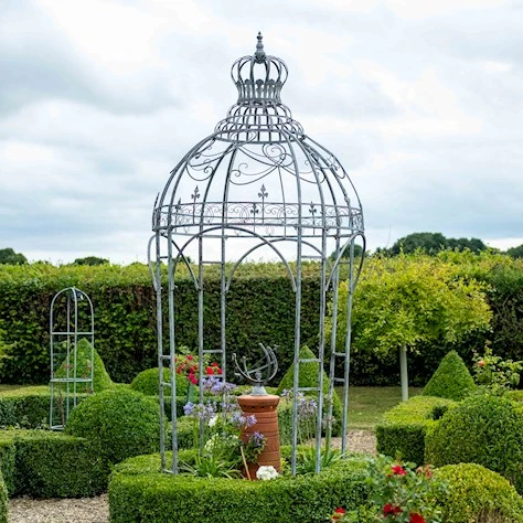 Grey Blue Stone Crown Gazebo – Decorative Metal Feature