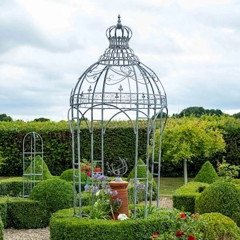 Grey Blue Stone Crown Gazebo – Decorative Metal Feature 