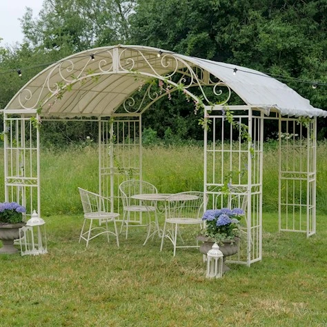 Marseille Garden Gazebo – Cream Metal Finish