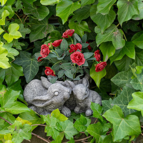 Stone Cast Pot with Rabbits for Flowers or Plants Stone Cast Pot with Rabbits for Flowers or Plants