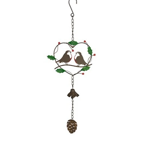 Red Robin Double Windchime – Festive Garden Accent
