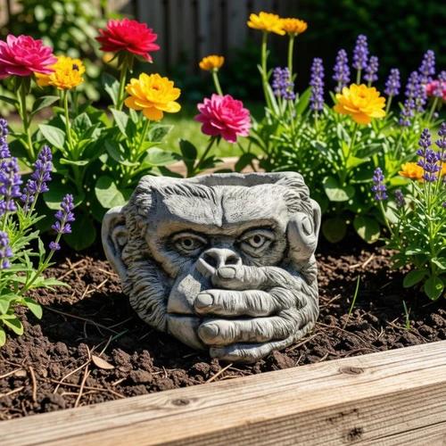 Three Wise Monkeys Stone Cast Gorilla Head Planter Set of 3 