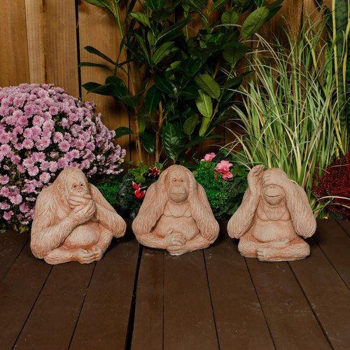 Garden Mile 3 Weise Affen Figuren, Steinoptik Resin – Für Garten & Haus, 22 Cm Hoch