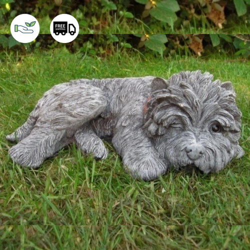 Sleeping Terrier Small Garden Ornament