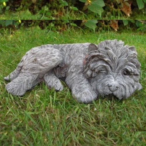 Sleeping Terrier Small Garden Ornament