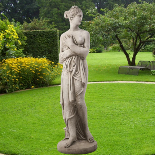 Stone Cast Pandora Lady Garden Statue and Column Stone Cast Pandora Lady Garden Statue and Column