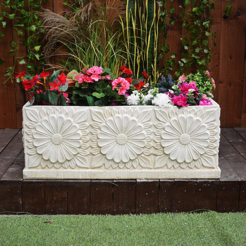 Large Daisy design Stone Planter Trough Large Daisy design Stone Planter Trough