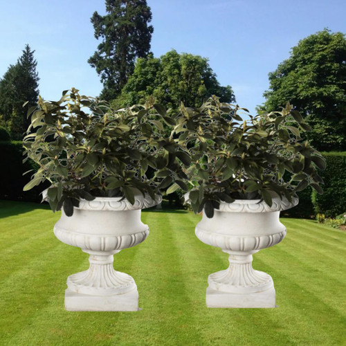 Pair of Large Edwardian Stone Vases without Handles Pair of Large Edwardian Stone Vases without Handles