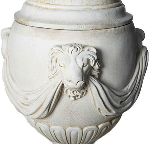Extremely Large Draped Lion Head Garden Urn