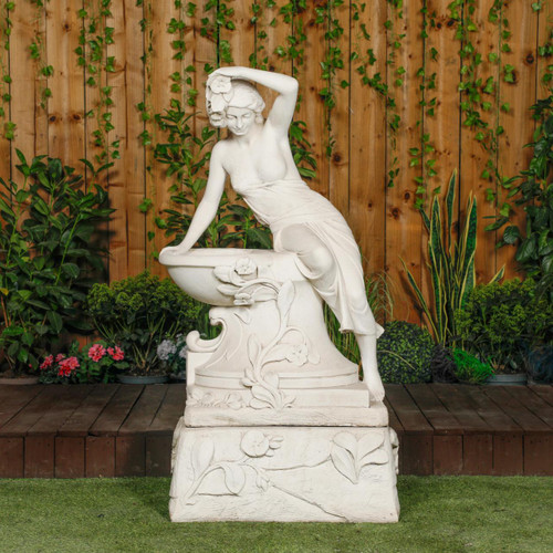 Large White Stone Bathing Lady Statue with Large Base Large White Stone Bathing Lady Statue with Large Base