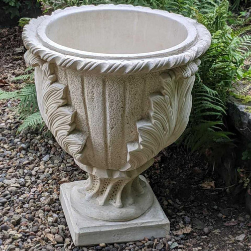 Extra Large White Cast 'New Leaves' Pot With Stylish Leaf Design Extra Large White Cast 'New Leaves' Pot With Stylish Leaf Design