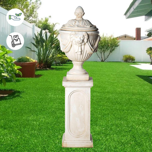 White Stone Royal Garden Urn with Plinth