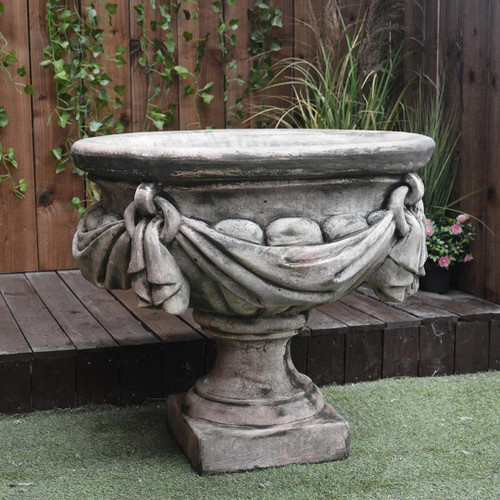 Large Draped Georgian Style Vase With Antique Rustic Effect Large Draped Georgian Style Vase With Antique Rustic Effect