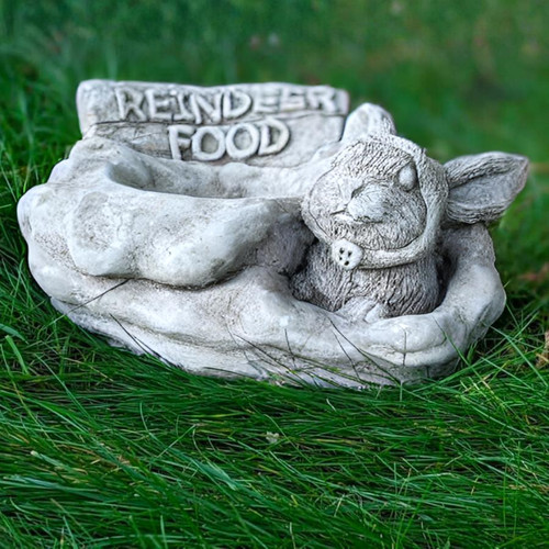 Stone Cast Christmas 'Reindeer Food' Pot/Bowl Garden Ornament 