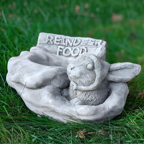 Stone Cast Christmas 'Reindeer Food' Pot/Bowl Garden Ornament 