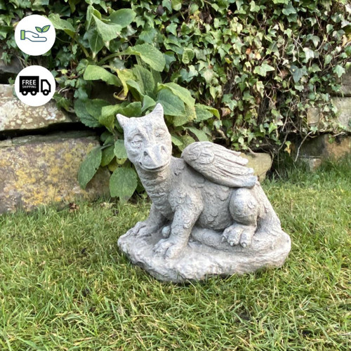 Stone Cast Dozing Dragon Small Outdoor Ornament