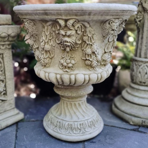 Detailed Stone-cast' Bacchus' Vase Pot (Not including plinth)