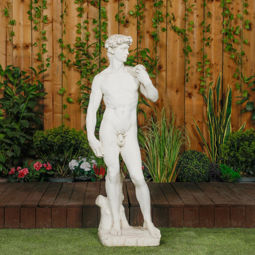White Stone Large David Garden Statue White Stone Large David Garden Statue