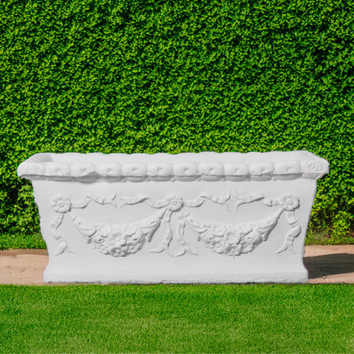 Large Swag Detail Design White Stone Cast Trough 1m long Large Swag Detail Design White Stone Cast Trough 1m long