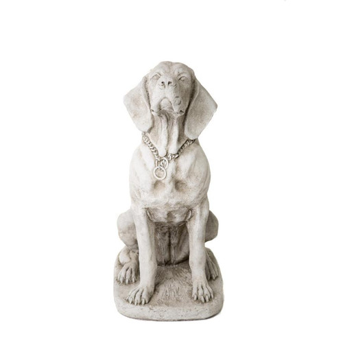Large Stone Cast Sitting Hound Statue 