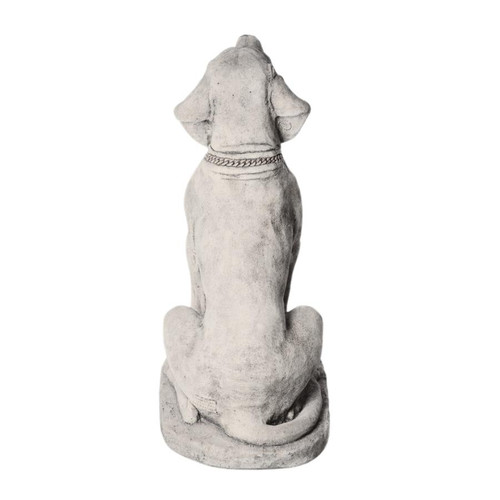 Large Stone Cast Sitting Hound Statue 