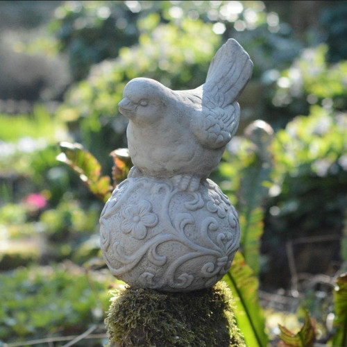 Little Bird on Ball Stone Garden ornament