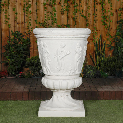 Giant Stone White Harvest Design Round Vase Planter 3.94' Tall Giant Stone White Harvest Design Round Vase Planter 3.94' Tall