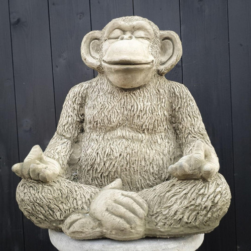 Stone Cast 'Zen Ape, Garden Ornament 