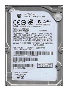 Hitachi Travelstar HTS725032A9A365 320GB 7200rpm SATA 3Gbps 2.5in Hard Drive