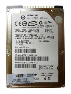 Hitachi HTS541680J9AT00 0A5 80GB 5400rpm 2.5in IDE Hard Drive