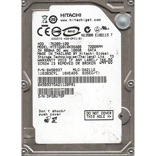 HGST Hitachi 7K200 0A50937 100GB 7200RPM 2.5" SATA Hard Drive