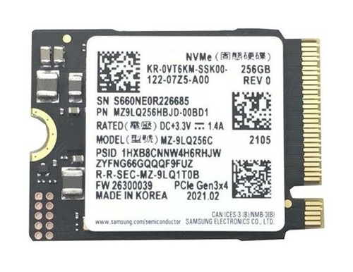 WYTPM Dell 256GB NVMe M.2 Solid State Drive