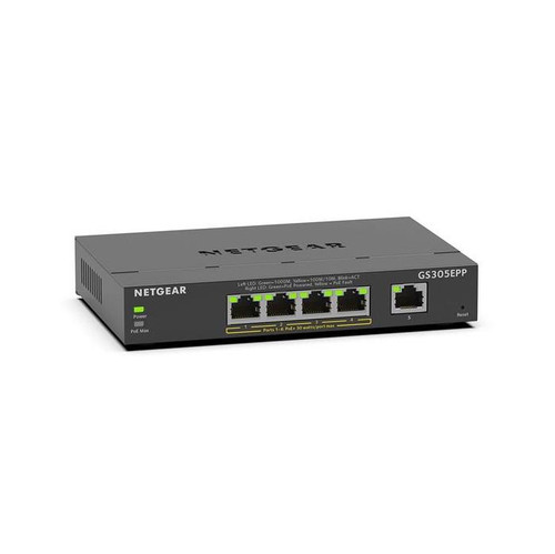 Netgear GS305EPP-100NAS Ethernet Switch - 5 Ports - Manageable - 2 Layer Supported - 120 W PoE Budget - Twisted Pair - Desktop Wall Mountable