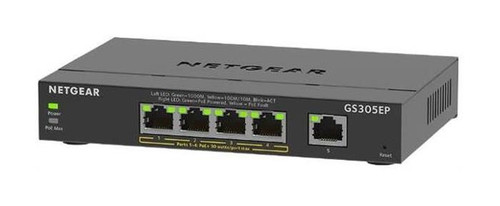 Netgear GS305EP-100NAS 5-Port Gigabit Ethernet Smart Managed Plus PoE Switch with 4-Port PoE+