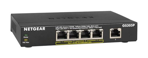 Netgear GS305P-200NAS 5 Port Ethernet Switch - 2 Layer Supported - 60W Power Consumption - 55.50W PoE Budget