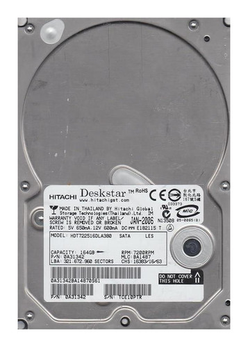 Hitachi Deskstar HDT722516DLAT80 160GB 7200rpm 3.5in IDE Hard Drive