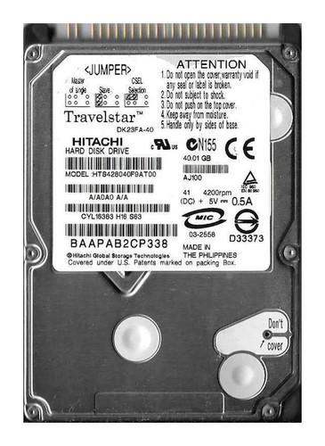 Hitachi Travelstar HTS428040F9AT00 40GB 4200rpm 2.5in IDE Hard Drive