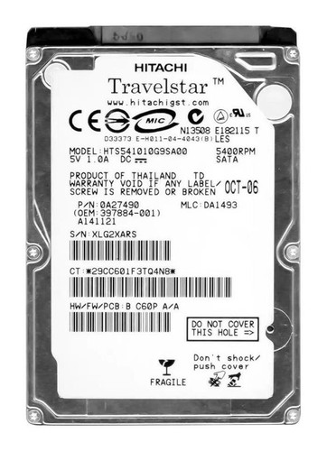 Hitachi Travelstar 0A27410 100GB 5400rpm SATA 1.5Gbps 2.5in Hard Drive