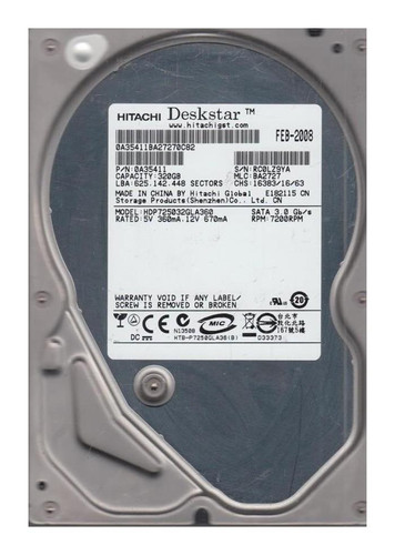 Hitachi Deskstar 0A37727 320GB 7200rpm SATA 3Gbps 3.5in Hard Drive