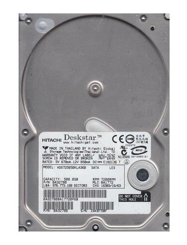 Hitachi Deskstar 0A33145 500GB 7200rpm SATA 3Gbps 3.5in Hard Drive