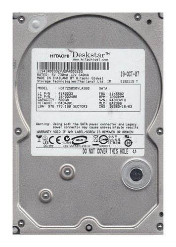 Hitachi Deskstar 0A33270 500GB 7200rpm SATA 3Gbps 3.5in Hard Drive